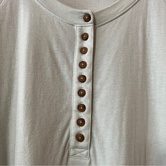 Faherty | Cloud Henley T-shirt Button Front Popover Top Pima Cotton Size L - Picture 6 of 13